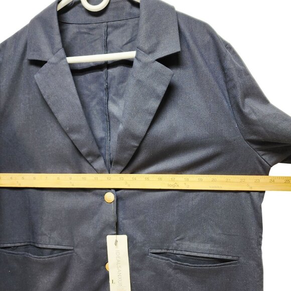 Navy Blue Blazer Jacket With Gold Buttons Size L By Idealsanxun Womens - Picture 7 of 7
